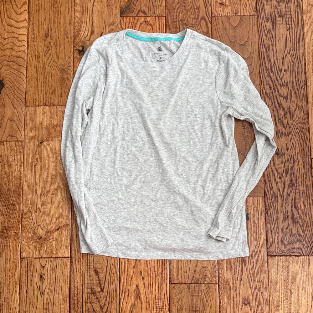 Sonoma Light Gray Tee PJ top with Teal Accent